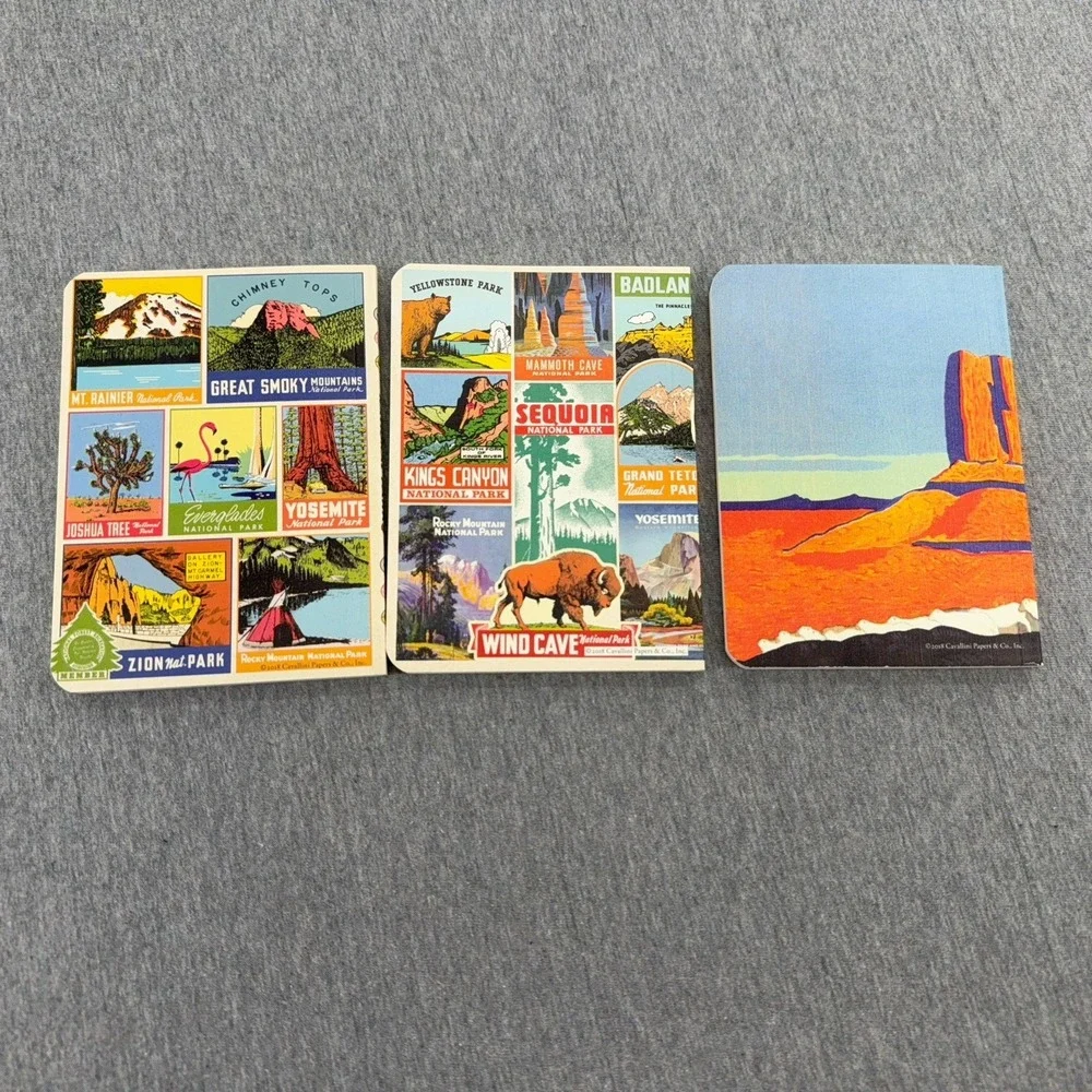 Lot of 3 Cavallini & Co. National Parks Mini Notebook Journals Grid Paper 5.5x4